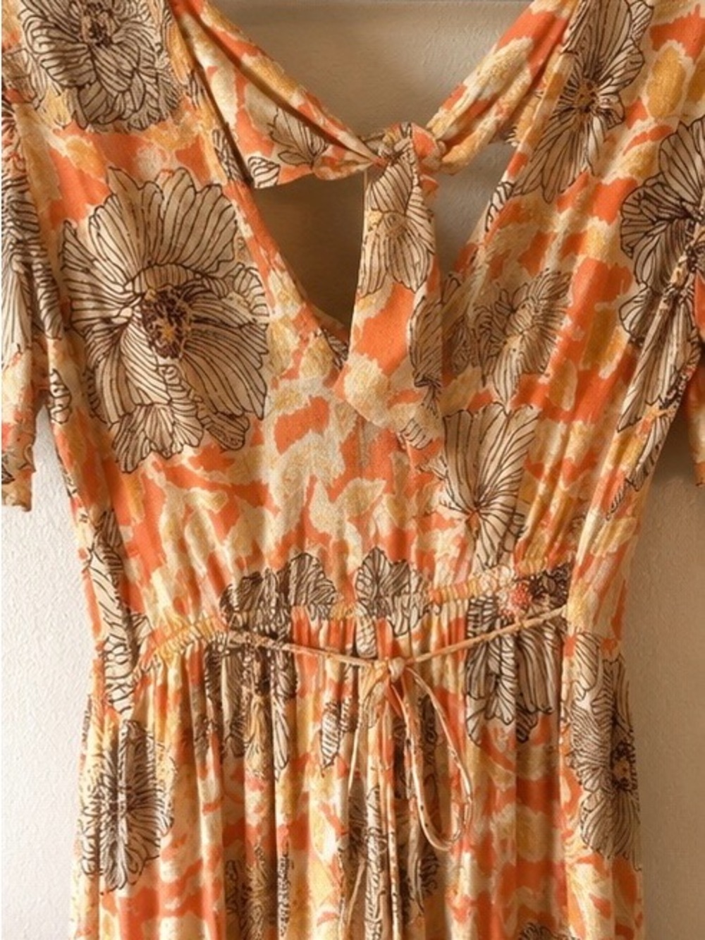 Band of the Free Apricot Floral Tiered Maxi Dress Size Small NWT - Picture 7 of 9